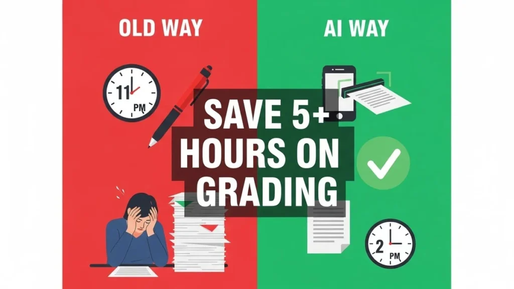An infographic comparing "Old Way" of grading vs "AI Way" of grading.