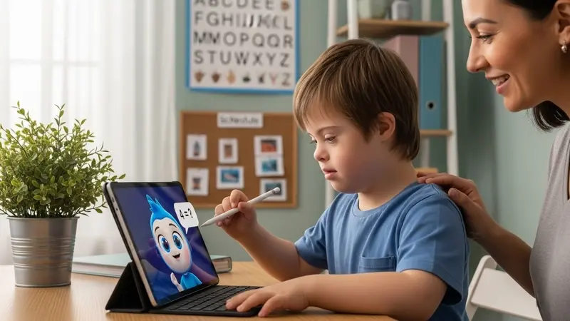 AI tutor helping special needs homeschool child