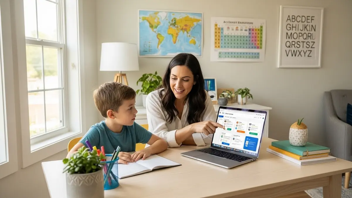 Parent using AI tools for homeschool lesson planning in the USA