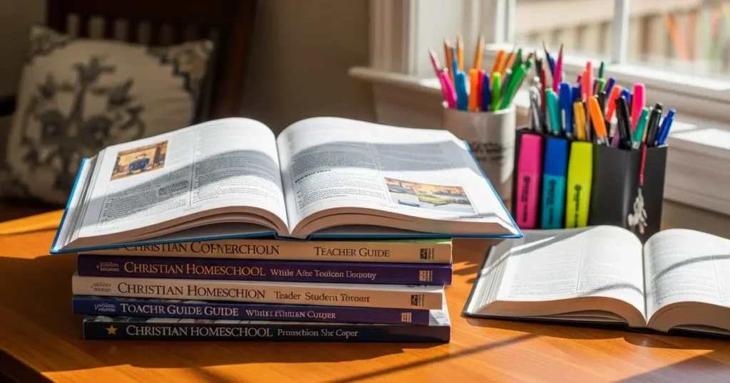 Examples of Christian homeschool curriculum books and structured faith-based education materials