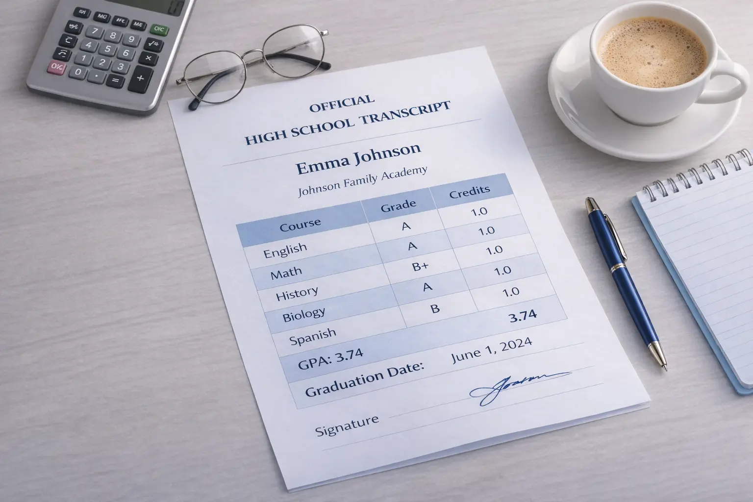 Free Homeschool Transcript Template 2026 (Printable PDF + AI Generator Guide) - The AI Homeschooler