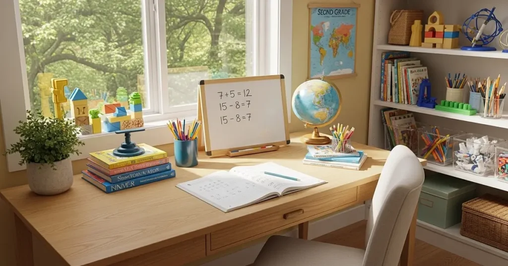 second grade curriculum homeschool learning space setup at home