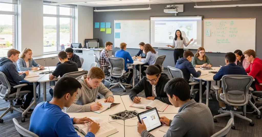 Understanding the High School Curriculum: A Basic Guide 1 A diverse group of high school students engaged in learning the high school curriculum in a modern classroom setting.