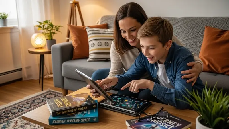 Unlocking STEM: Why the Best AI Science Tutor for Homeschool Kids is a Game Changer 2 Mother and child learning science together on tablet at home
